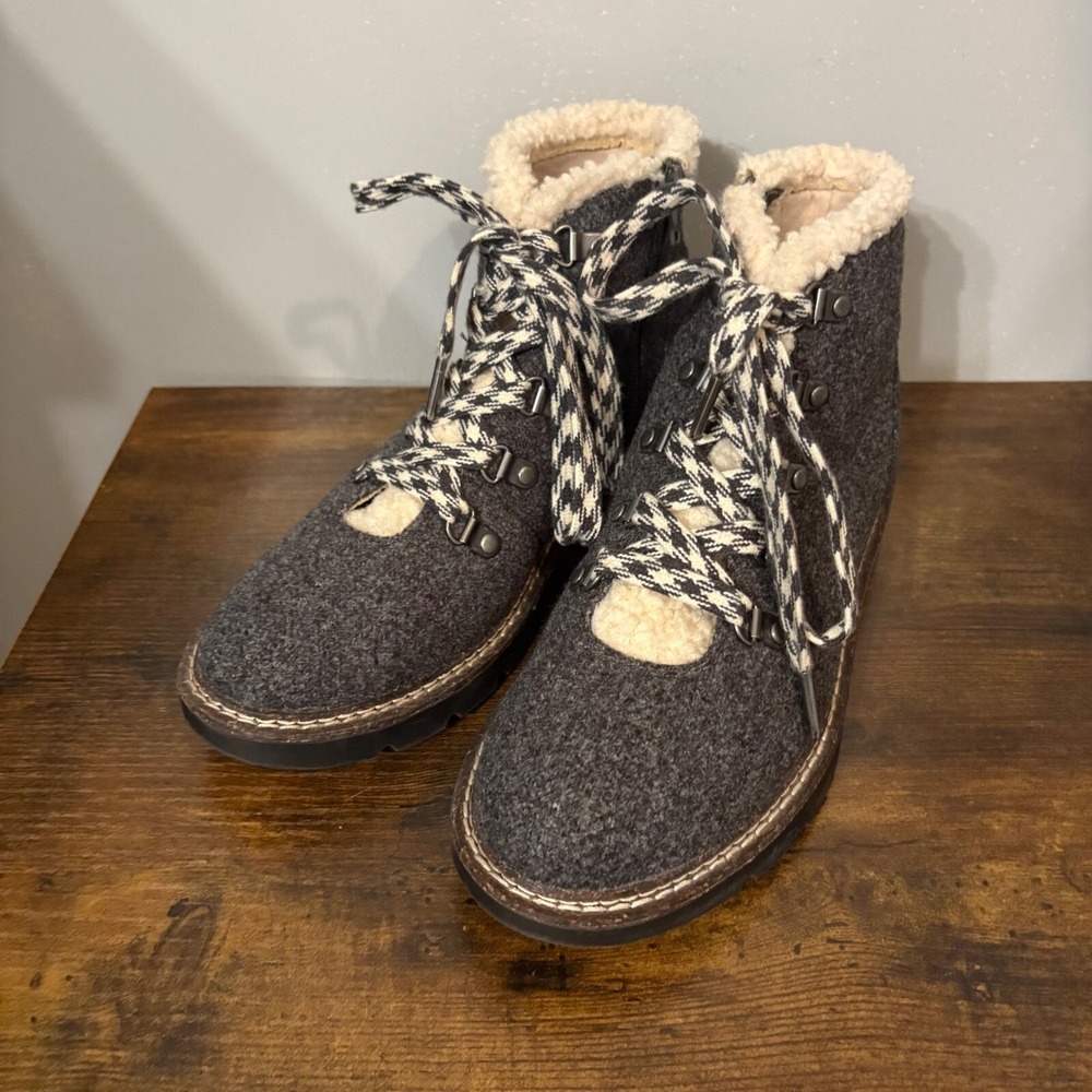 Madden NYC Dark Grey Heather Soft Shell Wool-Like Boot Sherpa Lined (Women's 8)